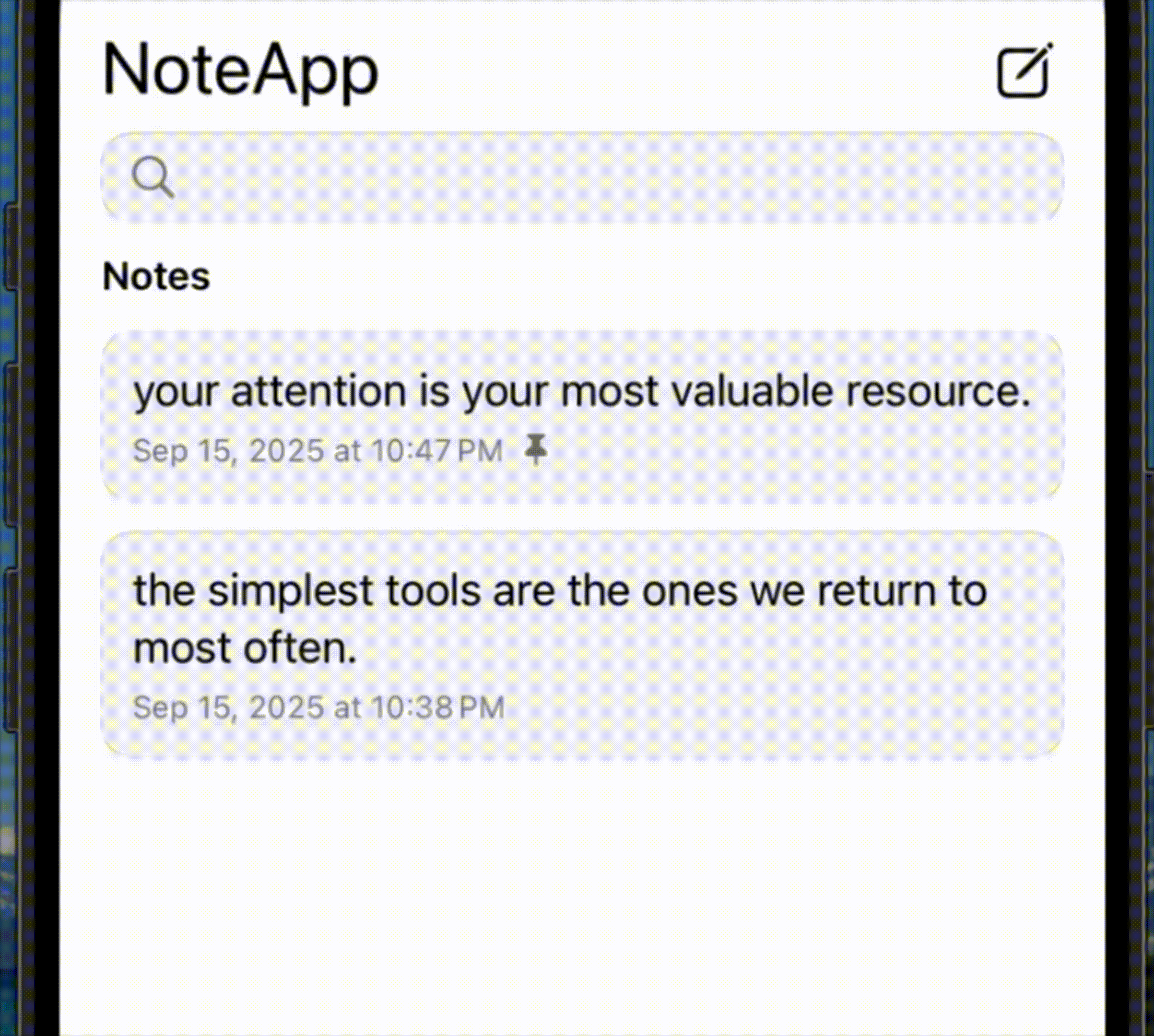 animated walkthrough of noteapp interactions